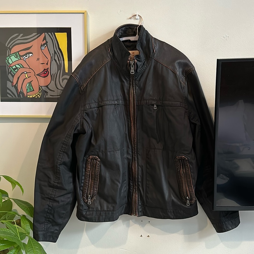 Tommy Bahama Island Crafted Leather Jacket Large
